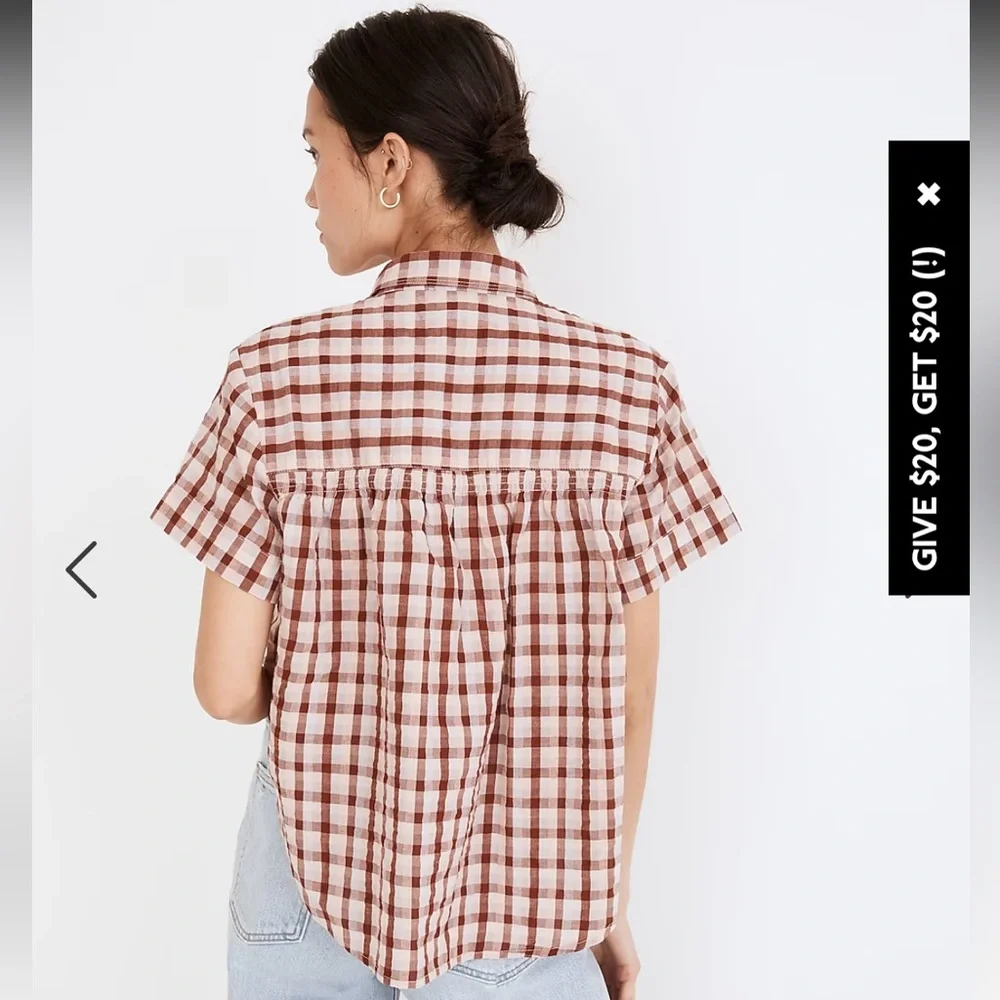 NWT Madewell Seersucker Baybrook Shirt in Plaid, Size S - Picture 3 of 16